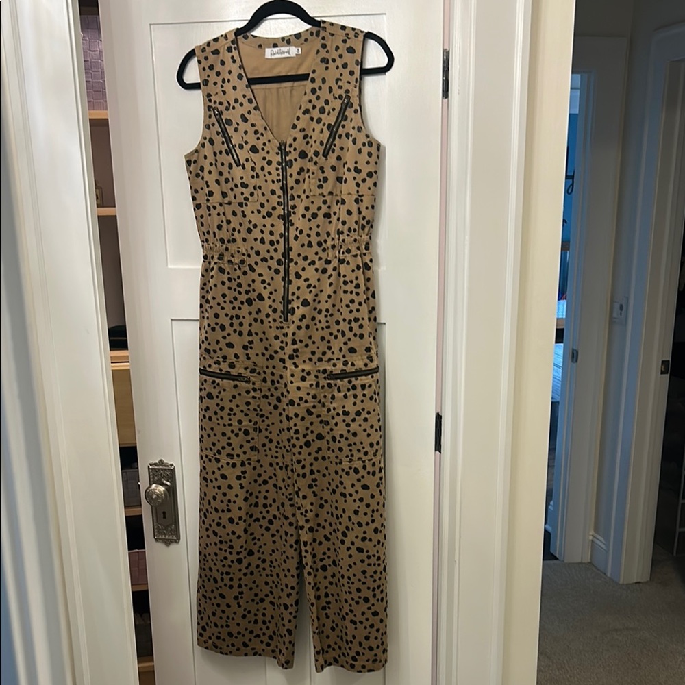 Maeve Tan and Black Animal Print Jumpsuit